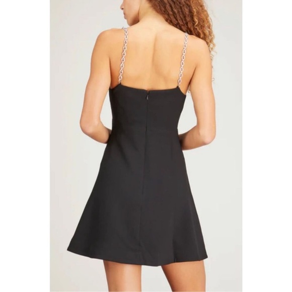 Jonathan Simkhai Ellis Crystal Strap Cut Out Mini Dress Size 4 Black/Silver - Picture 4 of 16